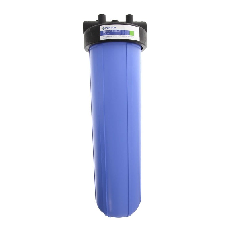 Pentek Pentair Pentek 150467 Big Blue Filter Housing, 3/4" NPT #20 Whole House Heavy Duty Water Filter Housing with High-Flow Polypropylene (HFPP) Cap and Pressure Relief Button, 20-Inch, Black/Blue - Image 1